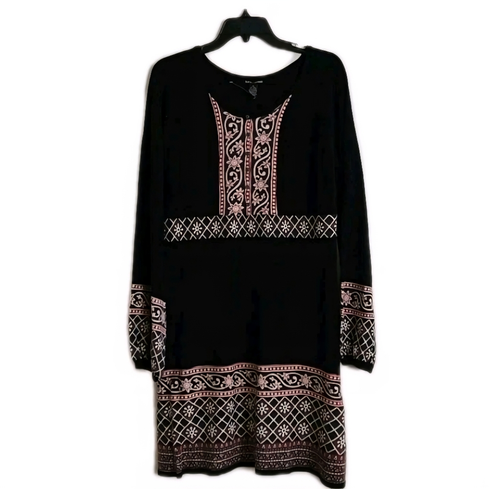 Lucky Brand Knit Long Sleeve Geo Print Dress